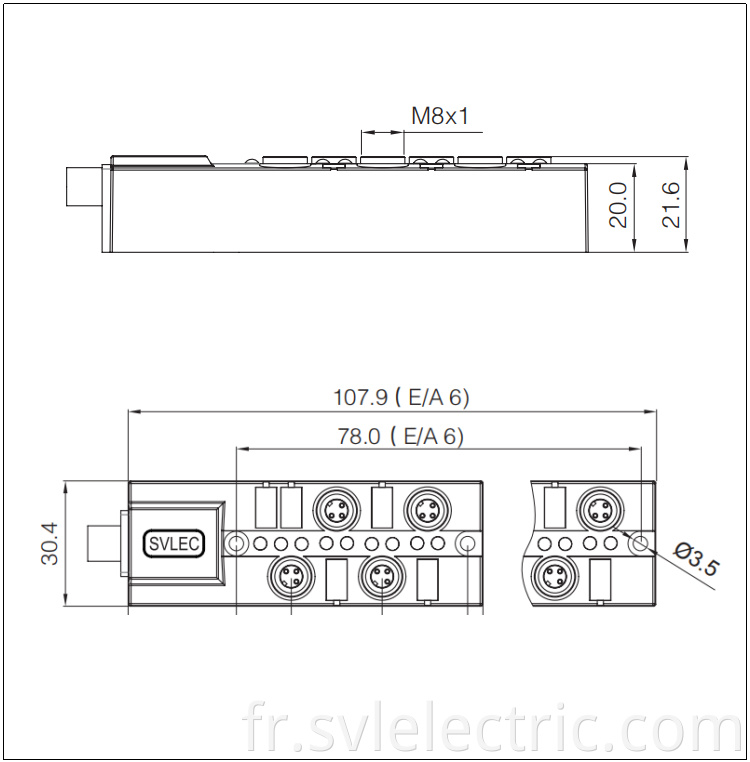 M8 6 Way Distribution Box Size